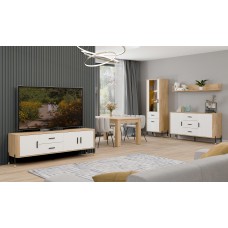 Kumode ar durvīm DANTE DT06, Ozols cremona/Balts matēts/Melns